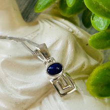 Load image into Gallery viewer, Sterling Silver Lapis Meander Earrings & Necklace