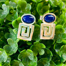 Load image into Gallery viewer, Sterling Silver Lapis Meander Earrings & Necklace
