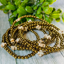 Load image into Gallery viewer, Triple Cross Gold Hematite Bracelet