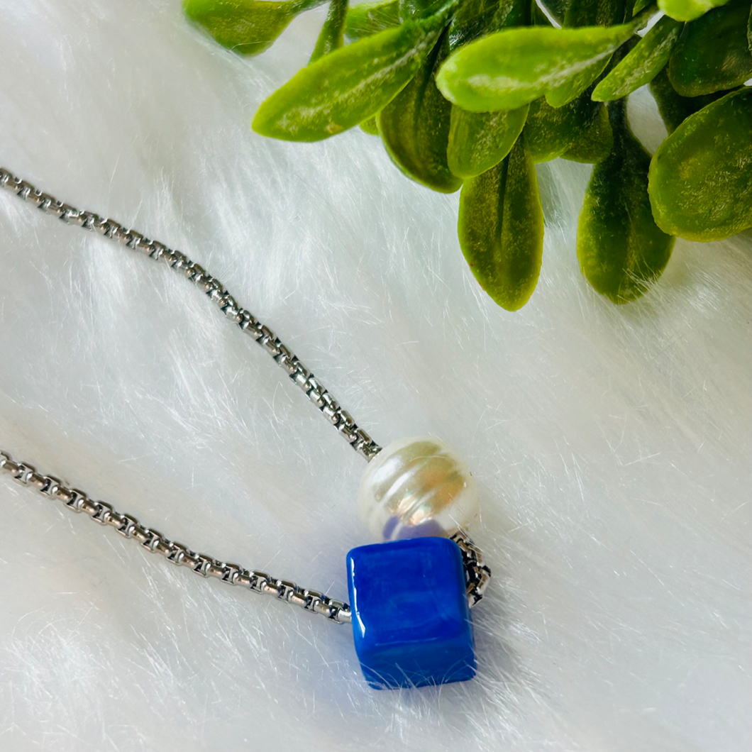 Ceramic Bead and Pearl Necklace