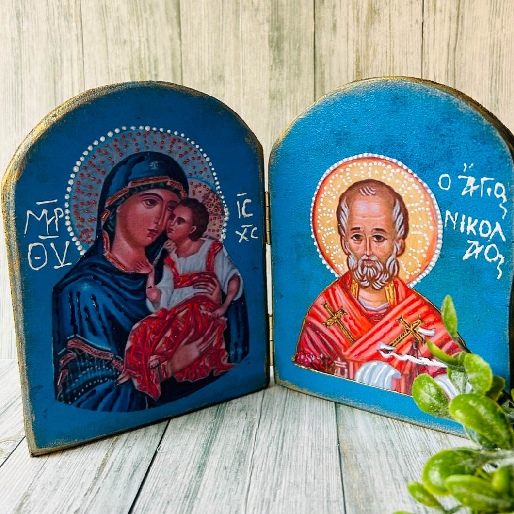Saint Nicolas and Panagia  with Child Icon