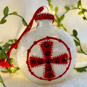 Clear Snow Glass Christogram Christmas Ornaments