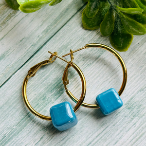 Hoop and Cube Earrings