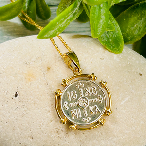 Sterling Silver and Gold Christogram Necklace