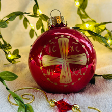Load image into Gallery viewer, Christogram Glass Christmas Ornament
