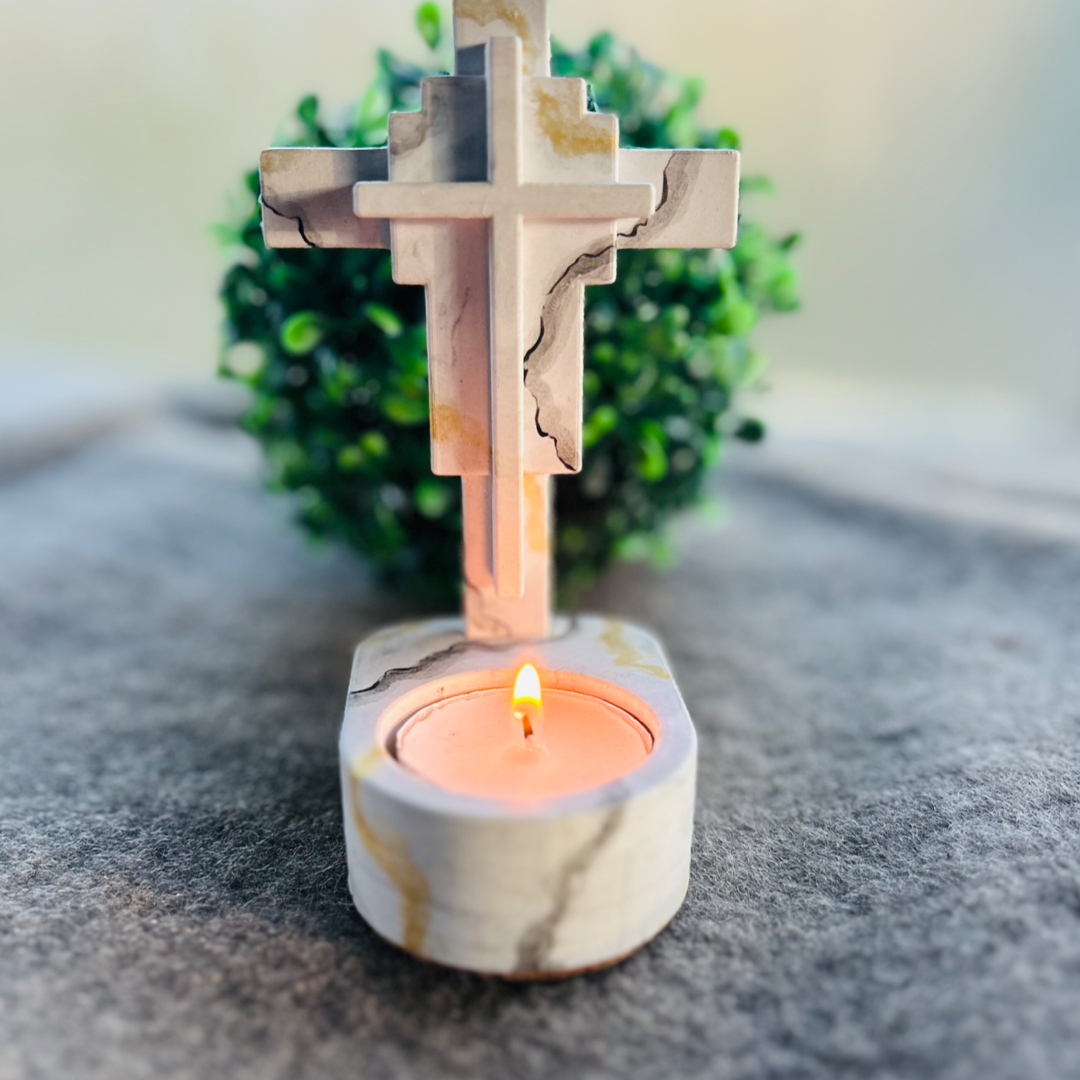 Marble Cross Tea Light Holder – YIAYIASMARKET