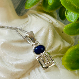 Sterling Silver Lapis Meander Earrings & Necklace