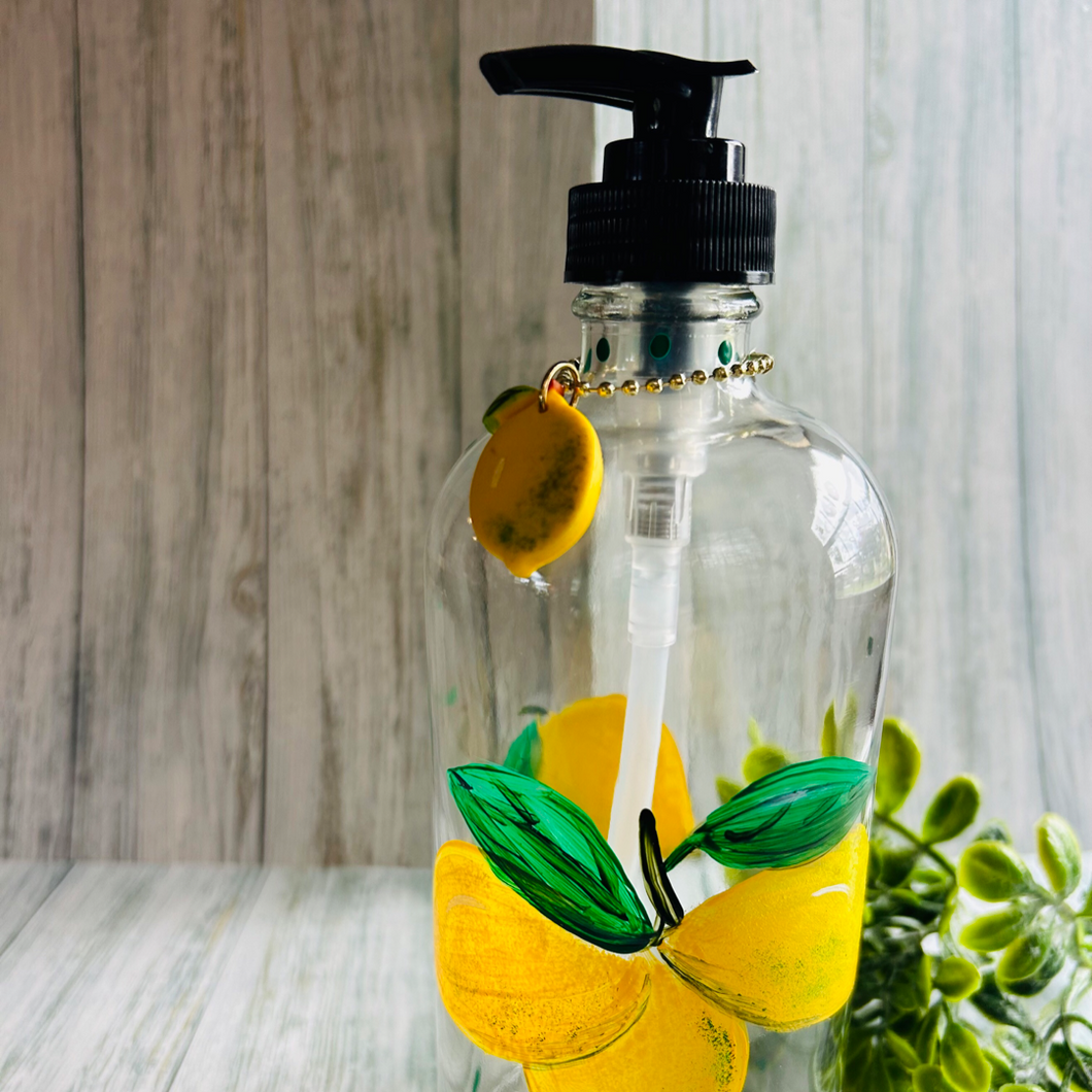 Lemon Glass Soap Dispenser Bottle