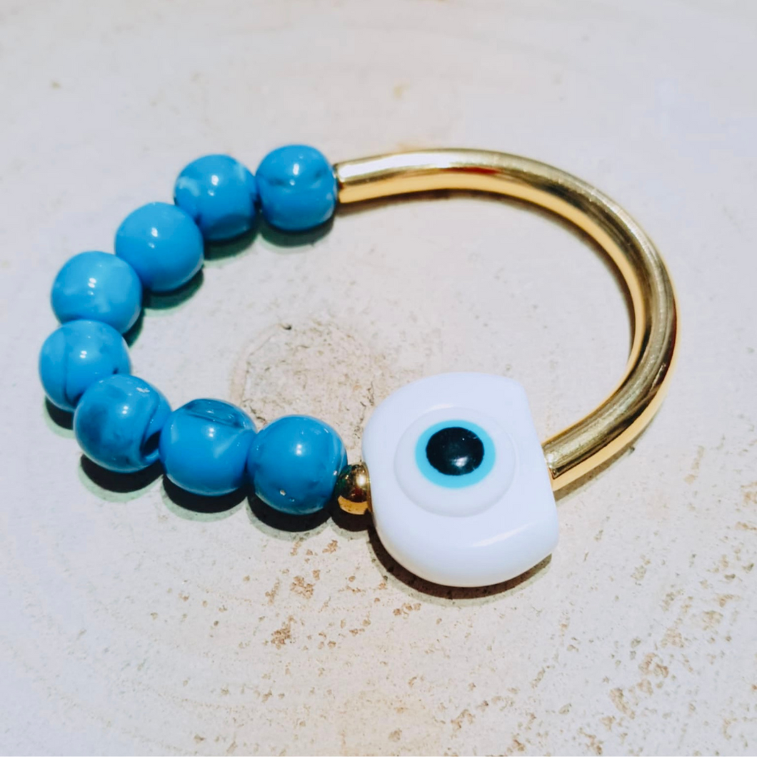 Metal and Bead Eye Bracelet