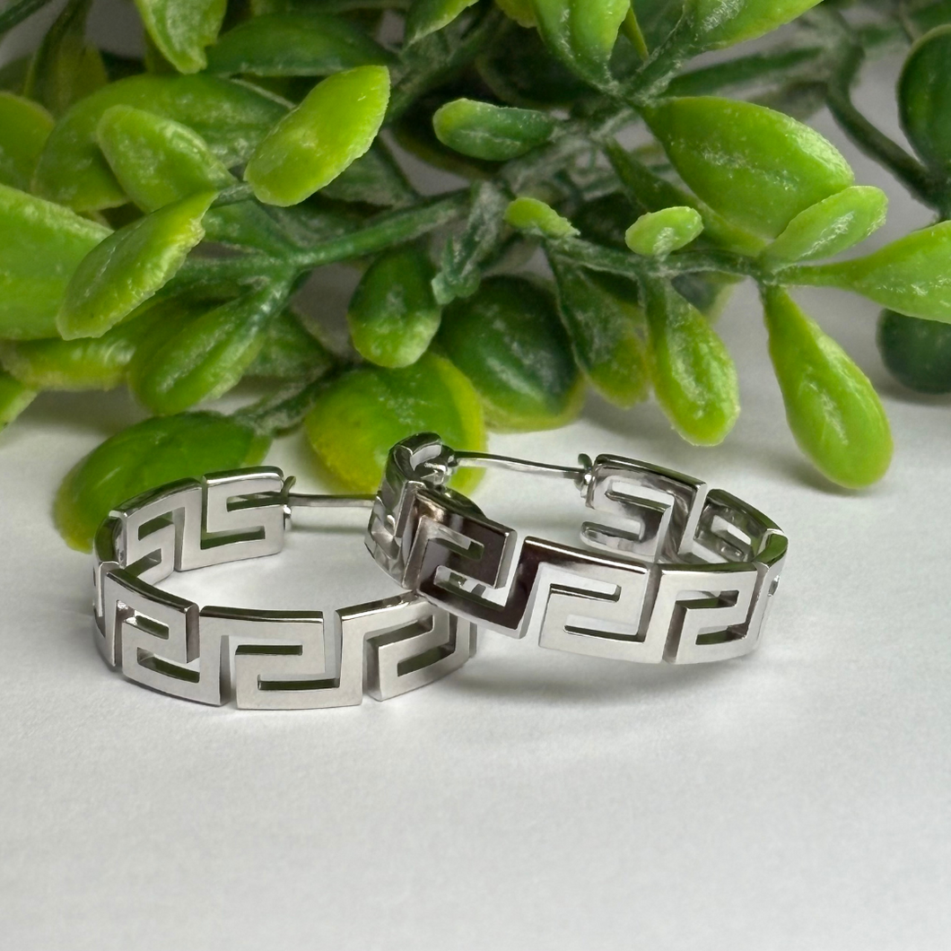 Greek Key Hoop Earrings