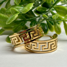 Load image into Gallery viewer, Greek Key Hoop Earrings
