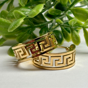 Greek Key Hoop Earrings