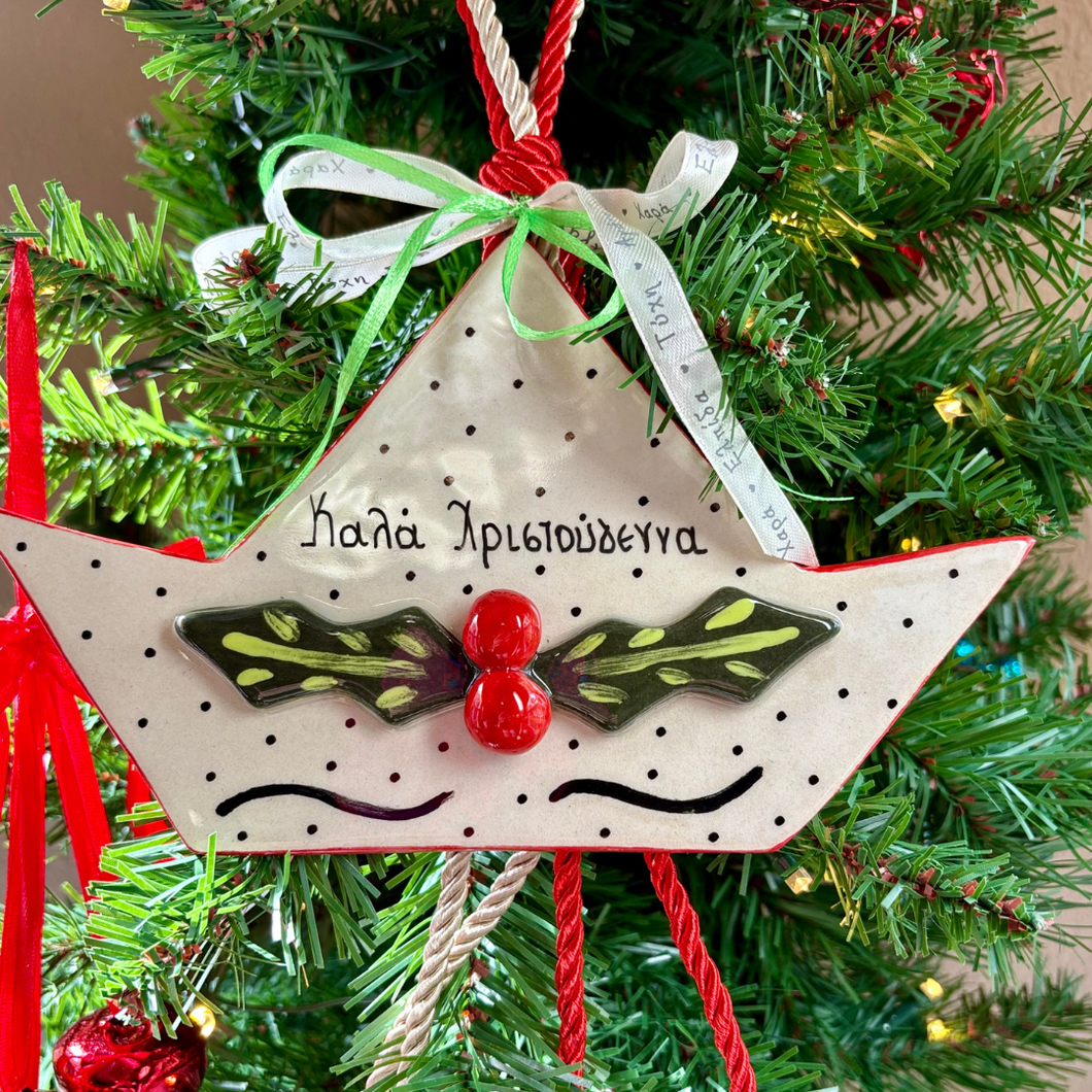 “Καλά Χριστούγεννα” Christmas Boat Gouria Ornament