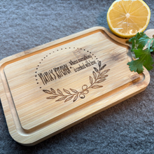 Load image into Gallery viewer, Engraved Greek Themed Wooden Cheese Board Set
