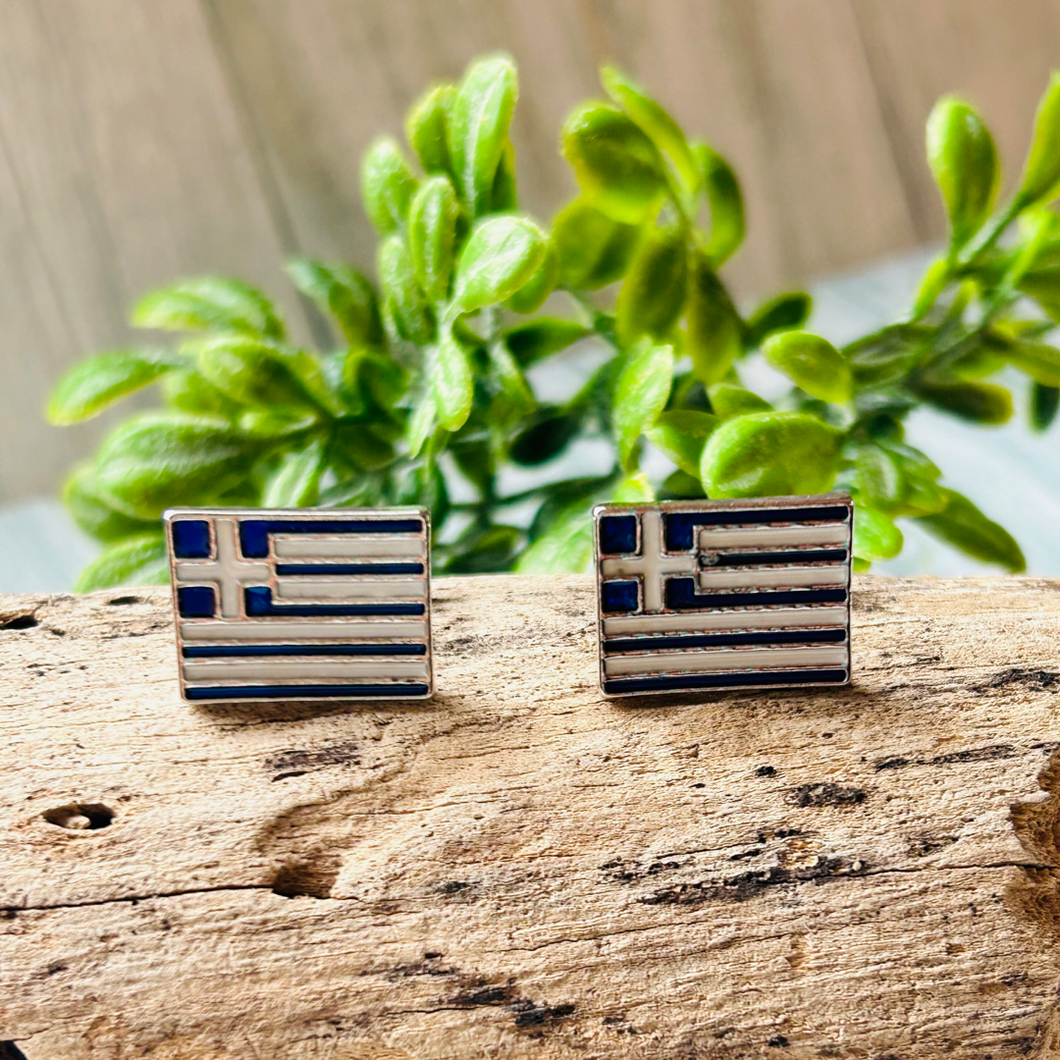 Greek Flag Cuff Links