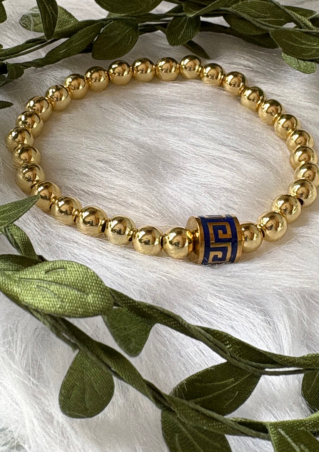 Gold Meander Bead Bracelet