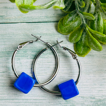 Load image into Gallery viewer, Hoop and Cube Earrings
