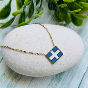 Greek Flag Necklace