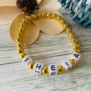 Gold Bead Name Bracelet