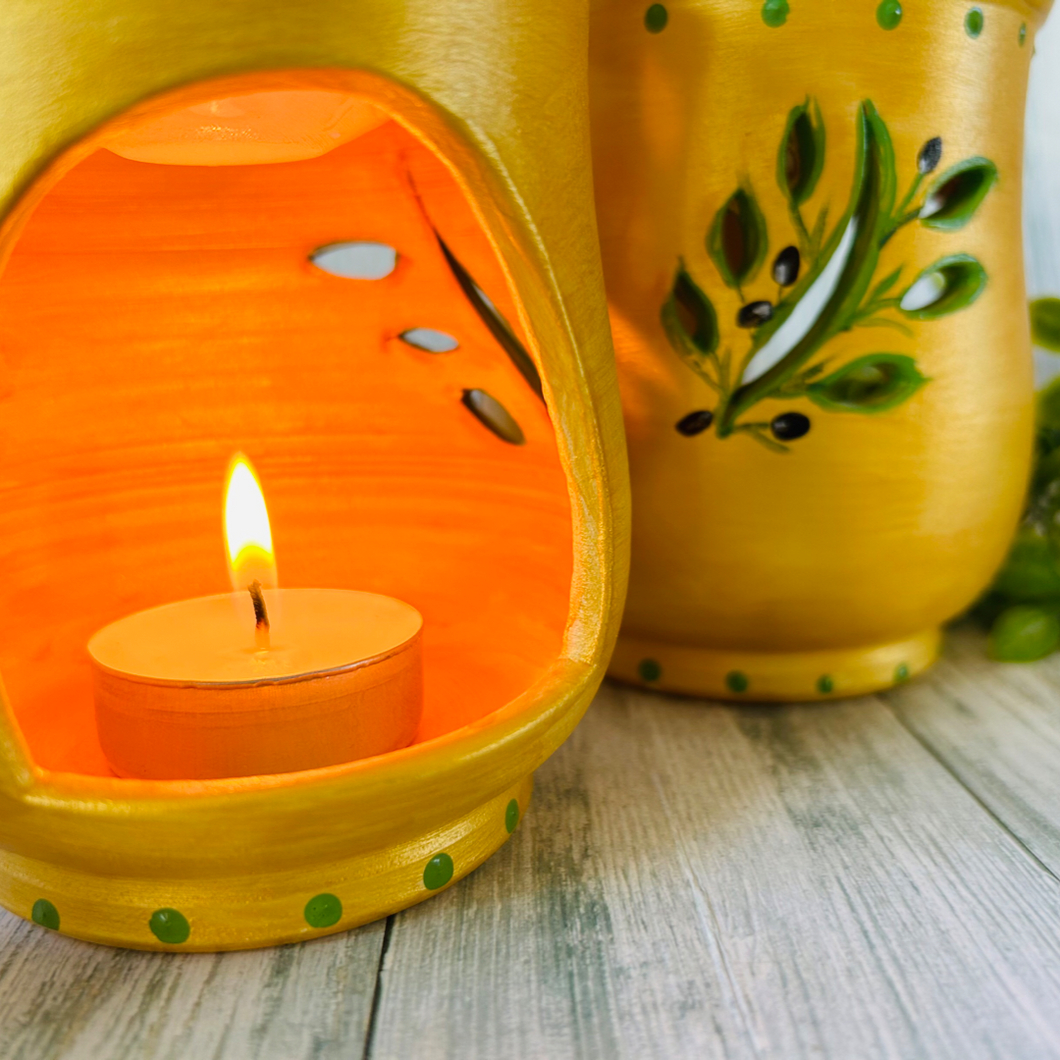 Olive Motif  Tea Light Wax Melter