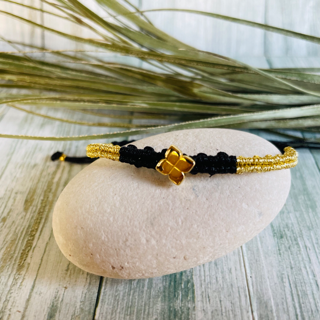 Gold and Black Modern Cross Bracelet