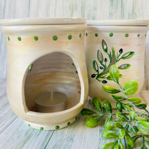 Olive Motif  Tea Light Wax Melter